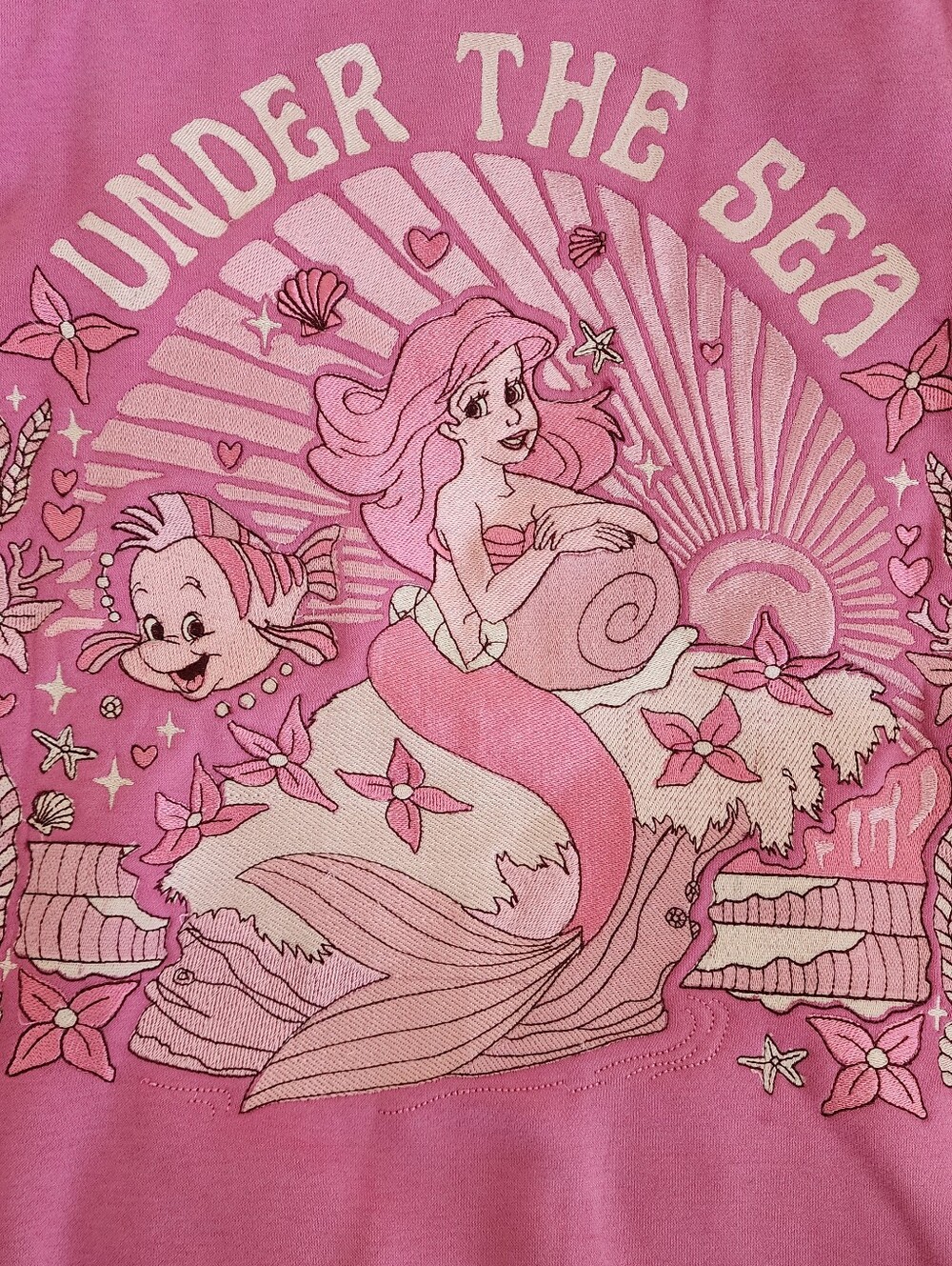 Pink Palm Puff Under The Sea Disney Ariel Pink Hoodie - Picture 4 of 11